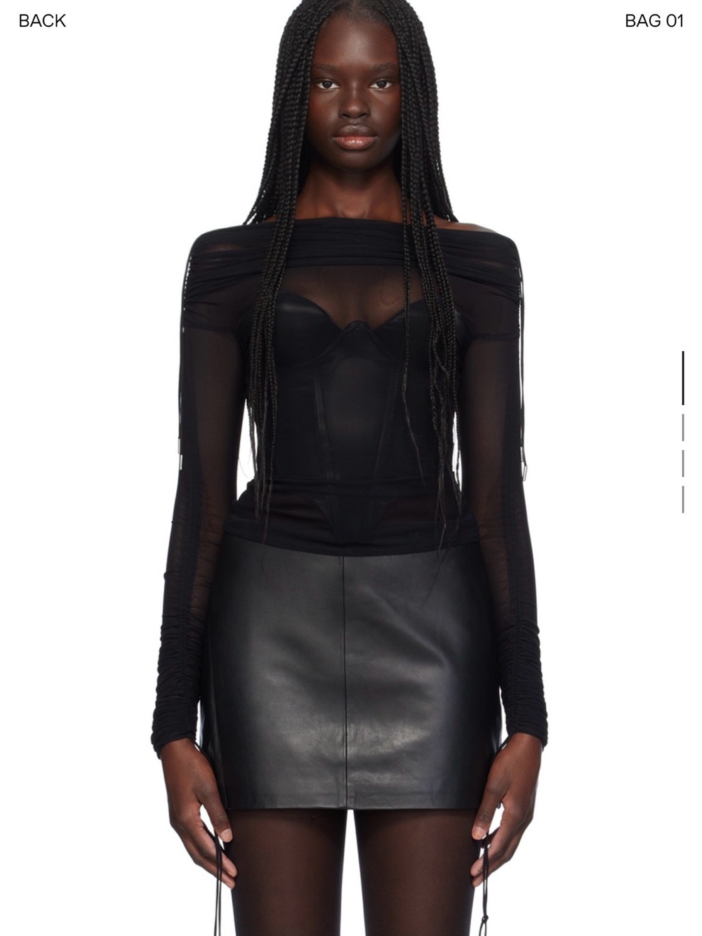 ATLEIN Off-Shoulder Sheer Long-Sleeve Blouse